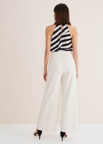 Phase Eight Celyn Wide Legs Trousers White USA | 7582364-CN